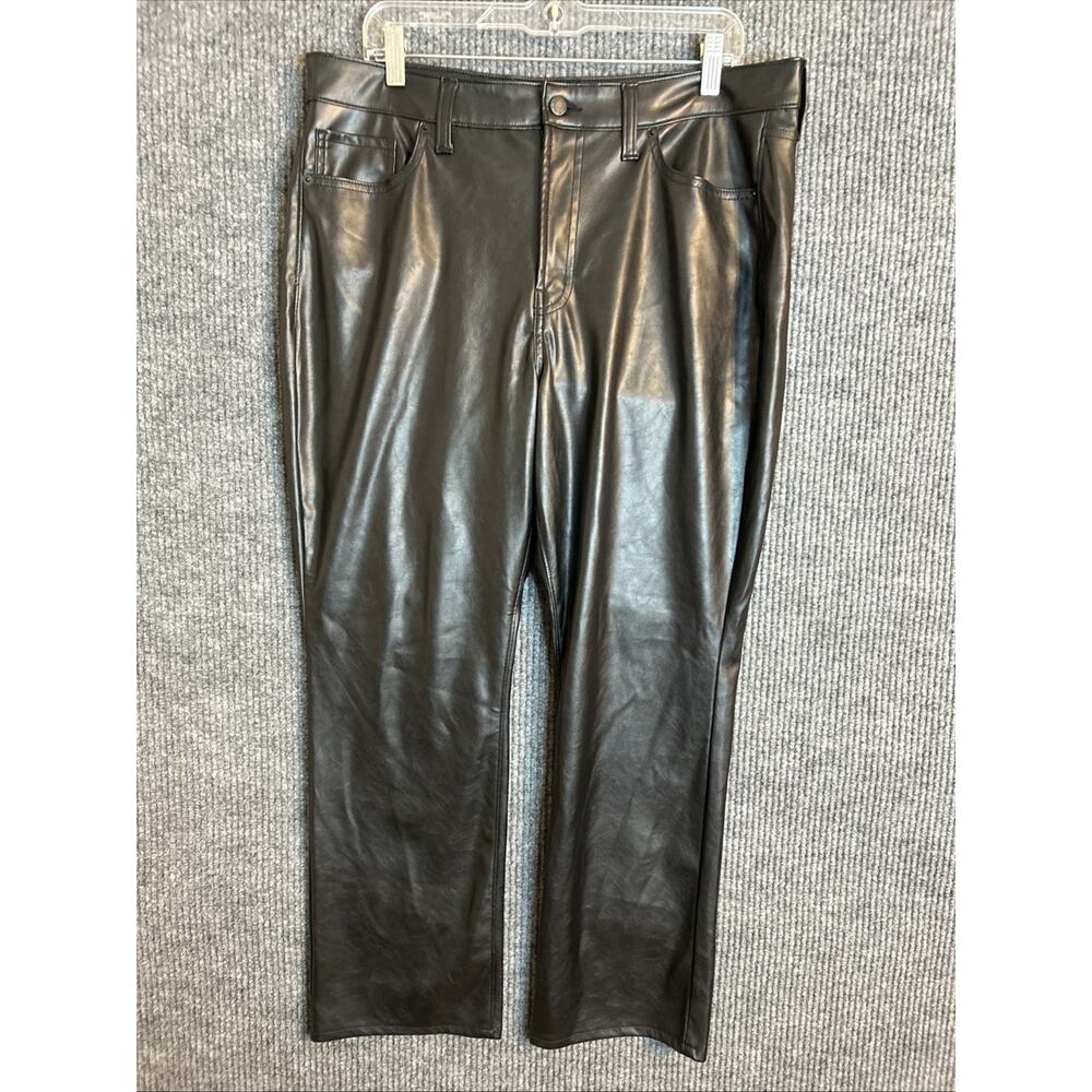 Old Navy Womens Faux Leather Pants Size 14 Black High Rise Boot Cut Biker Goth